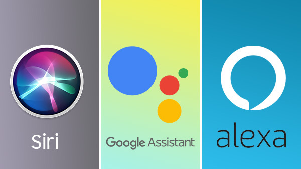 Siri, Google Assistant and Alexa Logos